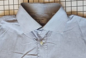Valentino Long Sleeve Shirt Blue Thin Stripes Size 39/ 15.5 Cotton. - Picture 1 of 6