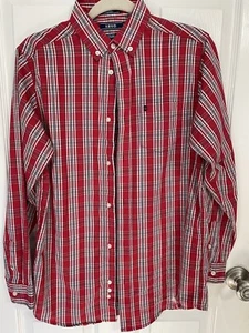 Izod Boys Plaid Button up Dress  Shirt XL  18-20 long sleeve - Picture 1 of 11