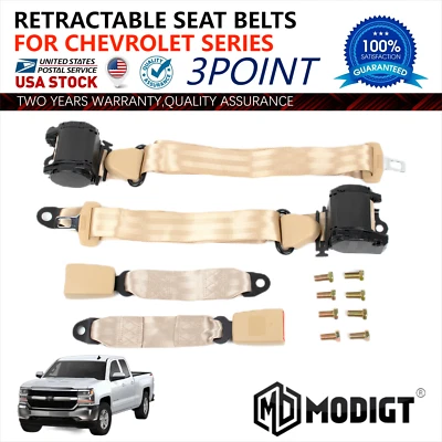 Car Safety Seat Belt 3 Point Set Retractable Beige For Chevrolet Avalanche 2500 - Image 1 of 4