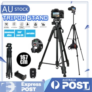 Professional Camera Tripod Stand Mount Remote + Phone Holder for iPhone Samsung - Picture 1 of 12