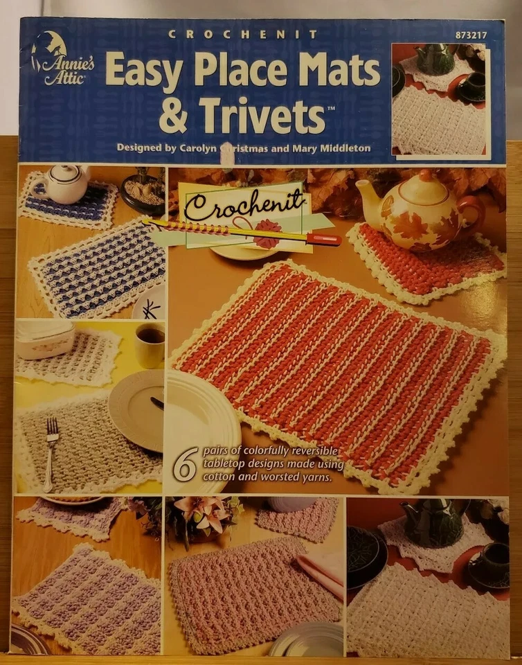 AS4 ANNIE'S ATTIC 2002, CROCHENIT EASY PLACE MATS & TRIVETS - 6 DESIGNS - Image 1 of 2