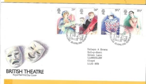 Royal Mail 1982 FDC - TEATRO BRITANNICO - Shs Fdi BUREAU Edimburgo - Foto 1 di 2