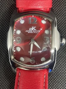Adee Kaye Beverly Hills Watch With New Battery &Red Invicta Leather Band - Picture 1 of 5