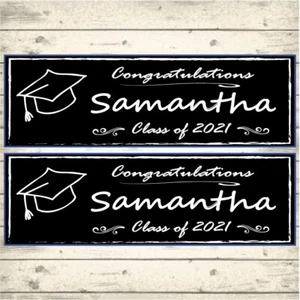 2 PERSONALISED GRADUATION BANNERS - ANY NAME & ANY YEAR OR ANY MESSAGE - Picture 1 of 1