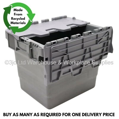 27L Heavy Duty Industrial Plastic Storage Distribution Box Boxes & Attached Lids