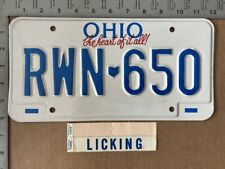 1980s Ohio license plate RWN 650 Ford Chevy Dodge 9006