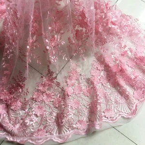 Pink Blüte Hochzeit Kleid DIY Tüll Bestickt Blumenmuster Braut Spitze Stoff 0.5M - Bild 1 von 9