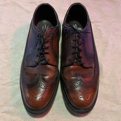 Vtg Stafford 10D brown leather brogue wingtip dress shoes USA Made V014 2747 - Image 1 of 4