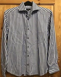 Next Mens Long Sleeve blue striped Shirt Excellent condition.size Medium - Imagen 1 de 8