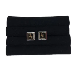 Elegant Style Cufflinks Black W/ Gold Horse - Picture 1 of 1