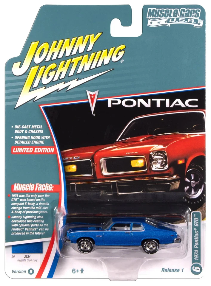 JOHNNY LIGHTNING 1 64 JLSP386B 1974 PONTIAC GTO (REGATTA BLUE)