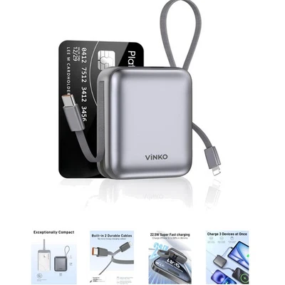 Cargador Portátil Compacto 10000mAh - Banco de Alimentación Carga Rápida 22.5W con Cables Foto 1 de 4