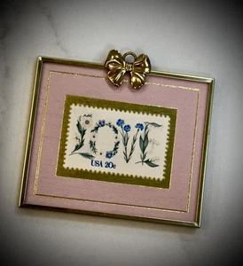1990 Hanford Heirlooms Smithsonian Framed 20-Cent Stamp Flowers "Love" - Picture 1 of 2