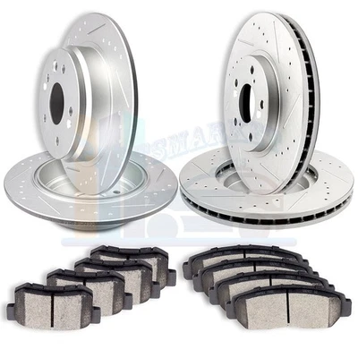 2X Front & 2X Rear Discs Brake Rotors and Pads For 1999-2003 Acura TL Drill Slot Foto 1 de 4