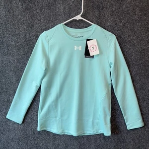 UNDER ARMOUR Girl's Fitted ColdGear Long Sleeve Crew Neck Top Youth XL Teal - Picture 1 of 8