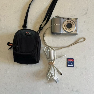 Canon PowerShot A1100 IS 12.1MP Digital Camera Silver w/ Case and cable Tested - Image 1 of 4