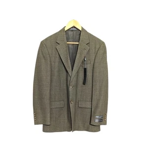 Oscar de la Renta Wool Blazer Suit Jacket Tan Long Sleeve Mens 40R Double Button - Picture 1 of 7