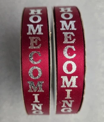 2-Spools 1/2" HOMECOMING and Paw Prints Satin Ribbon - Pick Pattern Color - Image 1 of 2