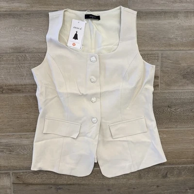 Mujer Verano Informal Sin Mangas Traje Chaleco Cuello Cuadrado Abotonado ZESICA Mediano Foto 1 de 4