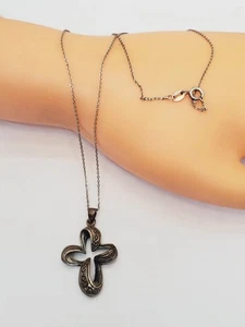 Vintage Sterling Silber 925 Kreuz Anhänger Halskette (95) - Bild 1 von 7