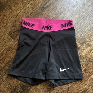 Nike DRI-FIT Kids Biker/compression Shorts, Black W/pink Trim, Size XS - Picture 1 of 5