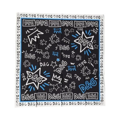 DOLCE & GABBANA Bufanda Multicolor Gráfico Algodón Cuadrado Foulard 51.5cm x 50.5cm Foto 1 de 4