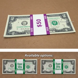 Lot of 25 ($2) TWO DOLLAR BILLS 2017 UNCIRCULATED CONSECUTIVE 50th Birthday - Picture 1 of 13