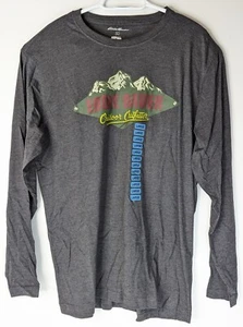๐๏ธ Eddie Bauer Men's Crewneck Graphic Tee Long Sleeve T-Shirt Grey NWT - Picture 1 of 10