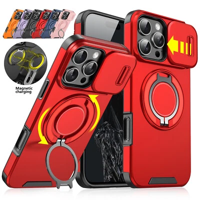 For iPhone 16 15 14 13 Plus Rugged Magnetic Back Case with Ring Camera Cover - Image 1 of 4