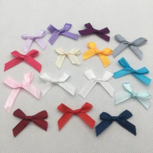 100X Small Satin Ribbon Bows Apliques DIY Christmas Wedding Sewing Clothing Deco - Picture 1 of 25