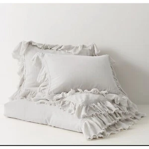 Restoration Hardware Teen Linen Cotton Duvet Cover Twin Size Ruffle Boho Chic - Picture 1 of 9