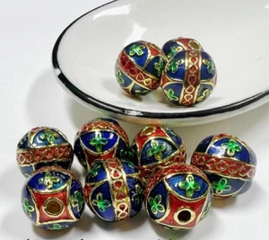 20pc Alloy Beads Red Blue Enamel Spacer Beads 9.6*9.5mm - Picture 1 of 2