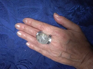 Anello argento 925 con grande quarzo tormalinato - Foto 1 di 4