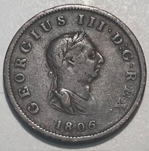 GREAT BRITAIN - George III - 1/2 Penny - 1806 - Km-662 - NICE! - Picture 1 of 2