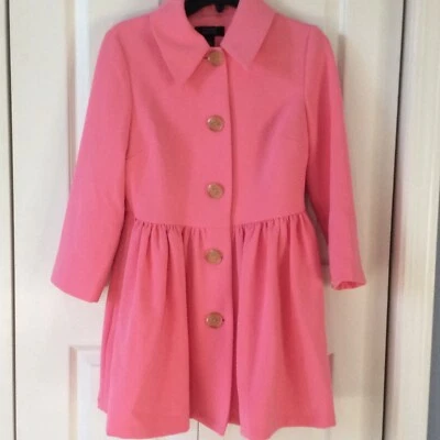 halogen x atlantic pacific Peplum Jacket Coat Front Button Collar Pink Barbie XS - Image 1 of 4