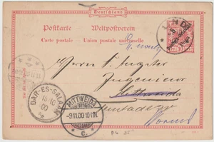 EDSROOM-15225 German East Africa 1900 #8 Printed on POST CARD Lindi to Germany - Picture 1 of 2
