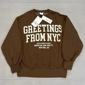 New Zara Kids Unisex I Heart New York Brown Crew Pullover Sweater-SZ9/134CM-7705 - Picture 1 of 11