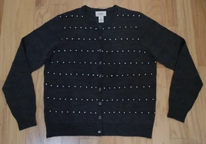 Vtg Essential Elements Cardigan Sweater Sparkles Womens Sz Medium Wool Blend - Picture 1 of 7