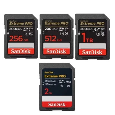Sandisk Extreme Pro 32GB 64GB 128G 256GB 512GB 1TB 2TB SD Card Memory Cards - Image 1 of 2
