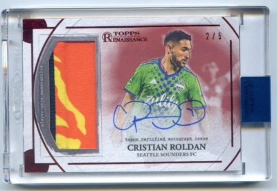 2022 Topps Renaissance MLS CRISTIAN ROLDAN #AR-CR5 RUBY JERSEY PATCH AUTO /5 - Image 1 of 2