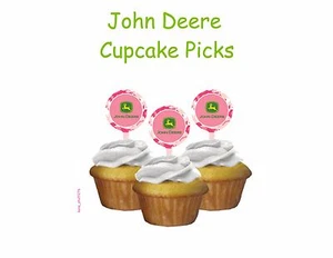 John Deere Cupcake Picks, Pink Camo Birthday Party, Baby Shower -12p Plastic  - Picture 1 of 2