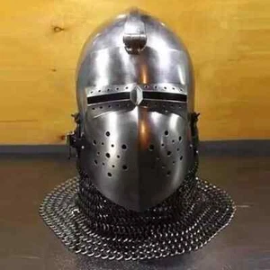 Antico Elmetto Bascinet Personalizzato Acciaio Calibro 18 Medievale Combattimento Faccia Maiale - Foto 1 di 3