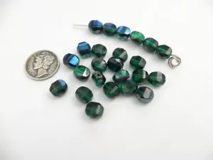 Blue Zircon Azuro (8mm) Puffy Faceted Glass Coin Beads - Picture 1 of 1