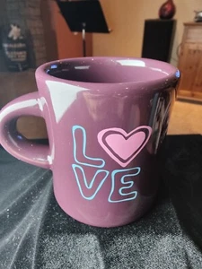 Nice LIFE IS GOOD "LOVE" Coffee Mug Cup Purple Color. - Picture 1 of 6