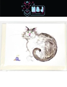 Funny Cat & Bird Blank Greeting Card - A Little Something (Aus Seller) - Picture 1 of 3