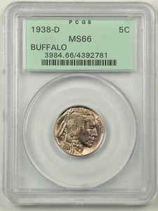1938-D 5C Buffalo Nickel MS66 PCGS 4392781 Old Green Holder - Picture 1 of 4