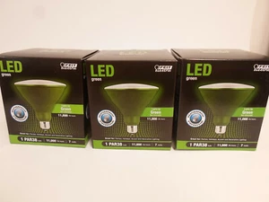 (3) LED GREEN PAR38 FLOOD LIGHT WEATHERPROOF Indoor Outdoor Bulb Feit Electric - Picture 1 of 2