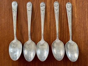 5 X WM Rogers Mfg. President spoons presidential spoon Silver Plated - Picture 1 of 8