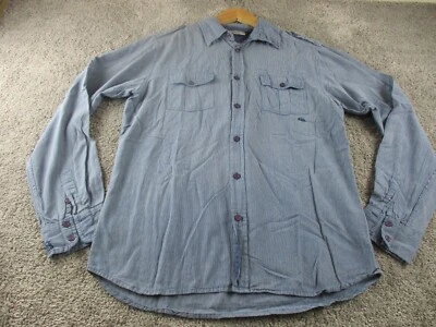 Quiksilver Shirt Medium Long Sleeve Button Up Collared Cotton Blue - Image 1 of 4