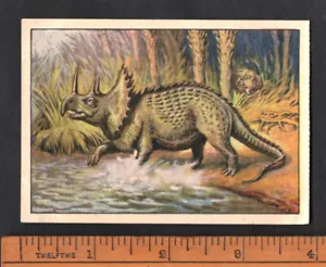 Dinosaur Triceratops Rare Old German Trade Card 1929 Prehistoric Animal - Picture 1 of 2